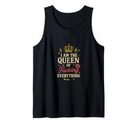Divertido regalo de arte con la corona de «Yo soy la reina del carajo todo» Camiseta sin Mangas