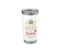 Divertido regalo de arte con la corona de «Yo soy la reina del carajo todo» Vaso térmico de acero inoxidable de doble pared