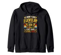 Divertido Regalo de cumpleaños con Texto en inglés I Don't Age I Level Up Cat Dad Level MAX Sudadera con Capucha