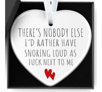 Divertido regalo de decoración para el día de San Valentín con forma de corazón de cerámica - "No One Likes Snoring Louder Than Me", un texto impreso de doble cara para aniversario, día de San