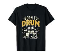 Divertido Regalo de música Vintage Rock Heavy Metal Born To Drums Camiseta