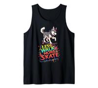 Divertido regalo de patineta para dueños de perros Husky Camiseta sin Mangas