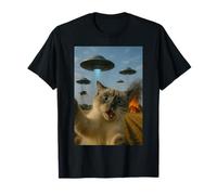 Divertido regalo de secuestro de ovnis y vacas para selfies con gatos de Alien Invasion Camiseta