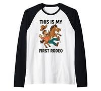 Divertido Regalo de Vaquero de Rodeo This is My First Rodeo para Hombres, Mujeres y niños Camiseta Manga Raglan