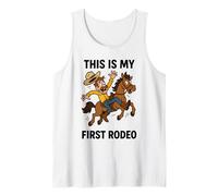 Divertido Regalo de Vaquero de Rodeo This is My First Rodeo para Hombres, Mujeres y niños Camiseta sin Mangas