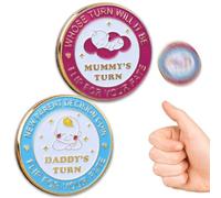 Divertido regalo para bebé, moneda de decisión para padres nuevos, regalos de embarazo, regalos para papá, mamá, regalos para nuevos padres para parejas, Halloween, Acción de Gracias, Navidad, regalo
