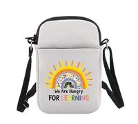 Divertido regalo para profesores con texto en inglés "We Are Hungry For Learning", bolso cruzado para el regreso a clases, We Are Hungry B UK
