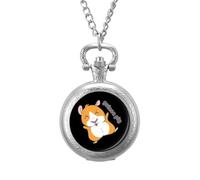 Divertido reloj de bolsillo vintage de conejillo de indias con colgante de aleación, collar de regalo para hombres y mujeres, Estilo plateado, talla única