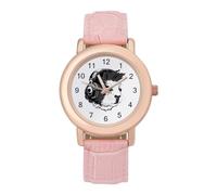Divertido reloj de pulsera analógico de cuarzo con diseño de conejillo de indias para mujer