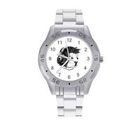 Divertido reloj de pulsera analógico de cuarzo para hombre con diseño de conejillo de indias, correa de acero inoxidable, reloj de pulsera de negocios
