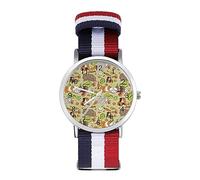 Divertido reloj deportivo de conejillos de indias para hombres y mujeres, reloj de pulsera analógico de cuarzo con correa de nailon