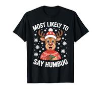 Divertido Reno Navidad Humbug Eve Day Family Dinner Party Camiseta