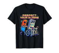 Divertido Respeta a Tus Ancianos Retro Gamer Old School Throwback Camiseta