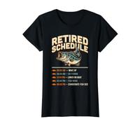 Divertido Retirado Pesca Diaria Calendario Pez Cita Camiseta gráfica económica, Mujer, Negro, S