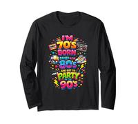 Divertido Retro clásico 70s Born 80s Raised 90s Party Throwback Manga Larga