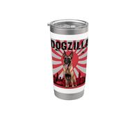 Divertido Retro Japonés Dogzilla Belga Malinois Perro Amante Vaso térmico de acero inoxidable de doble pared