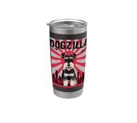 Divertido retro japonés Dogzilla miniatura Schnauzer perro amante Vaso térmico de acero inoxidable de doble pared