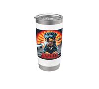 Divertido Retro Japonés Dogzilla Rottweiler Perro Amante Vaso térmico de acero inoxidable de doble pared