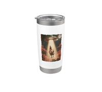 Divertido Retro OVNI Abducción Alienígena Pollo Vaso térmico de acero inoxidable de doble pared
