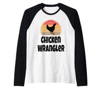 Divertido Retro Pollo Wrangler Farmer Farming Gift Shirt Humor Camiseta Manga Raglan