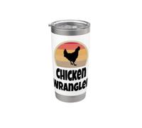 Divertido Retro Pollo Wrangler Farmer Farming Gift Shirt Humor Vaso térmico de acero inoxidable de doble pared