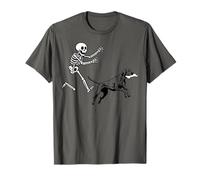 Divertido Rhodesian Ridgeback Corriendo Esqueleto Halloween Camiseta