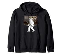 Divertido Rifle Bigfoot Grunge American Camo con Bandera de EE. UU. 2A EE. UU. Sudadera con Capucha