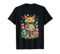 Divertido Robot Gato con Amigos Gatitos Camiseta