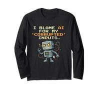 Divertido Robot Retro AI - Humor Programador de Entradas Corruptas Manga Larga