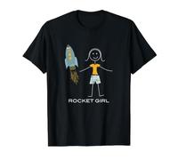 Divertido Rocket Girl Space para Mujer Camiseta gráfica económica, Hombre, Negro, S