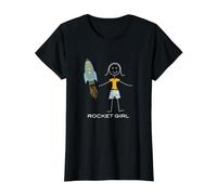 Divertido Rocket Girl Space para Mujer Camiseta gráfica económica, Mujer, Negro, S