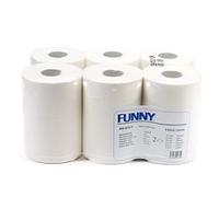 Divertido rollo de toalla de mano de 2 capas con núcleo especial de 5 cm, para dispensadores genéricos, color blanco brillante, 21,3 cm, aprox. 100m (Pack de 6)
