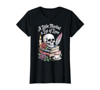Divertido Romance gótico Estético, Lectura acogedora, Ambiente de Amor mórbido Camiseta gráfica económica, Mujer, Negro, S