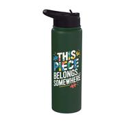 Divertido rompecabezas que esta pieza pertenece a algún lugar Stainless Steel Insulated Water Bottle