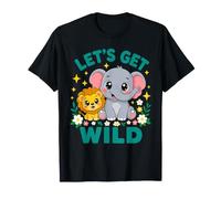 Divertido Safari de cumpleaños para niños Let's Get Wild Elephant Lion Camiseta