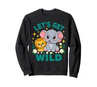 Divertido Safari de cumpleaños para niños Let's Get Wild Elephant Lion Sudadera