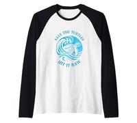 Divertido Salvar Las Tortugas Hit It Raw Humor Oscuro Sarcástico Camiseta Manga Raglan