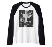 Divertido Santa 6 7 Meme Navidad Viral Seis Siete Gesto Camiseta Manga Raglan