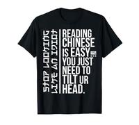 Divertido Sarcasmo Humor Asiático Broma Lectura Chino Fácil Idiota W Camiseta