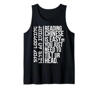 Divertido Sarcasmo Humor Asiático Broma Lectura Chino Fácil Idiota W Camiseta sin Mangas