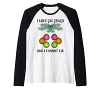 Divertido sarcástico navideño: me Gustan Las Bombillas Grandes, Navidad, papá, mamá Camiseta Manga Raglan