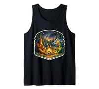 Divertido Sasquatch Alien Camping Fuego Big-Foot Pie Grande Naturaleza Camiseta sin Mangas