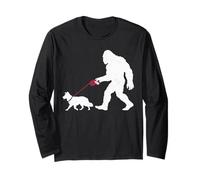 Divertido Sasquatch con Forma de Perro Border Collie, Estilo Bigfoot, Estilo Retro Manga Larga