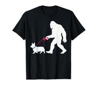 Divertido Sasquatch con Forma de Perro Corgi, Estilo Retro, paseando Camiseta