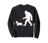 Divertido Sasquatch con Forma de Perro Corgi, Estilo Retro, paseando Sudadera