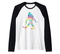 Divertido Sasquatch Hippie Grande con Tinte de Corbata arcoíris Camiseta Manga Raglan