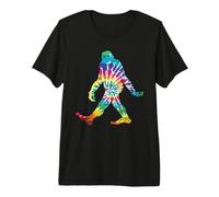 Divertido Sasquatch Hippie Grande con Tinte de Corbata arcoíris Camiseta Premium