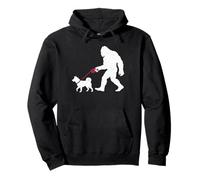 Divertido Sasquatch, Perro Akita, Retro, paseando Sudadera con Capucha