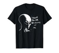 Divertido Sci-FI Humor OVNI Alien Gracias por Creer en Mí Camiseta gráfica económica, Hombre, Negro, XL