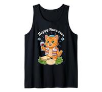 Divertido seder Vintage de Paws-Over Cat Happy Passover Camiseta sin Mangas